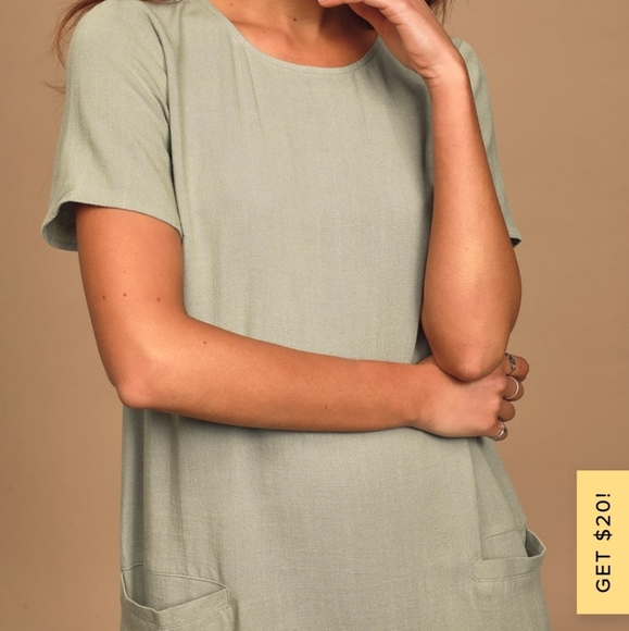 NWT Lulu's sage shift dress with pockets l… - Picture 6 of 12